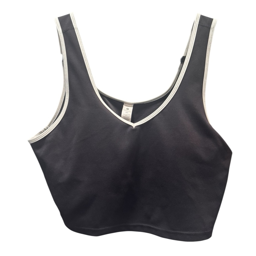 YOGALICIOUS Sports Crop Bra Black White Trim XL